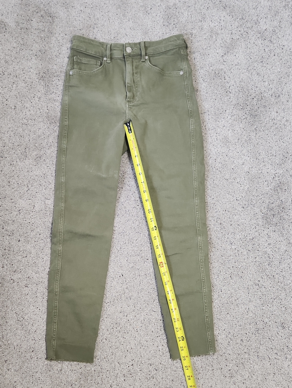 We The Free Olive Green High Rise Skinny Ankle Jeans Raw Frayed Hem Size 27 - Picture 11 of 11